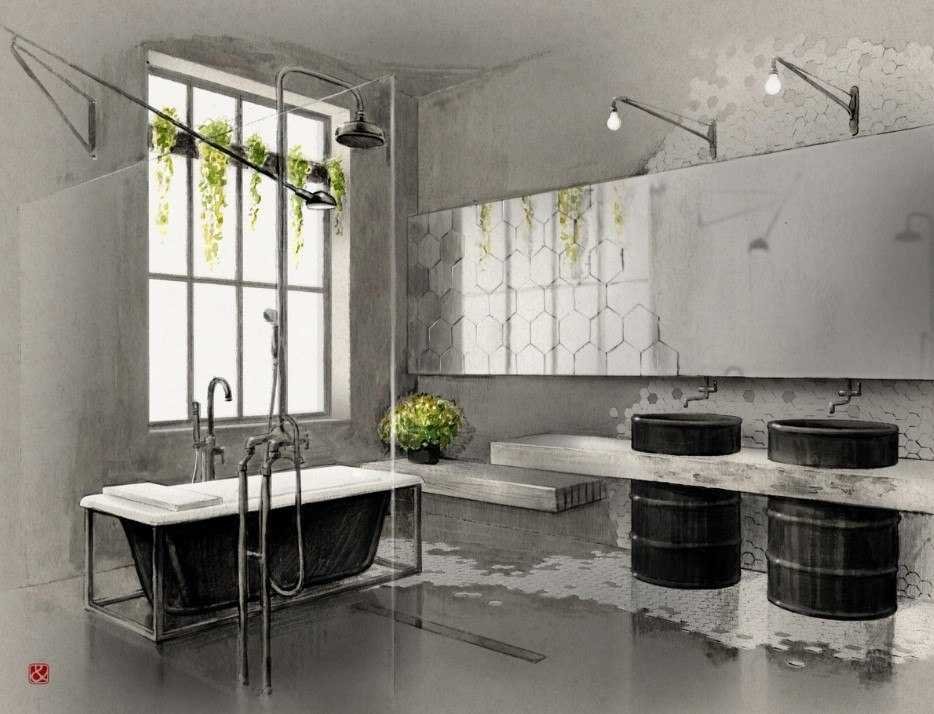 Endüstriyel stili banyo dekorasyonu 2020